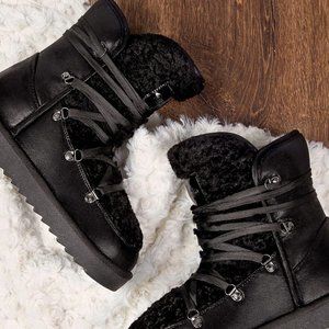 NEW Nordic fur black ankle boots